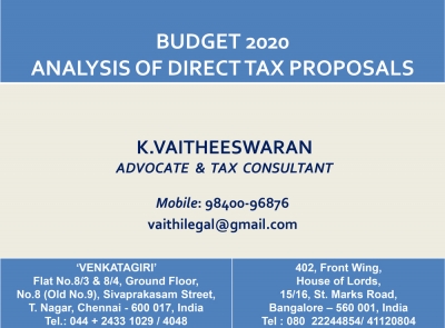 Union Budget 2020-21 - Analysis of Direct Tax Proposals