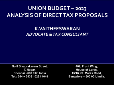 Union Budget 2023 – Analysis of Direct Tax Proposals
