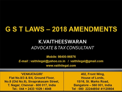 GST Amendment Bills - 2018 - Key Changes